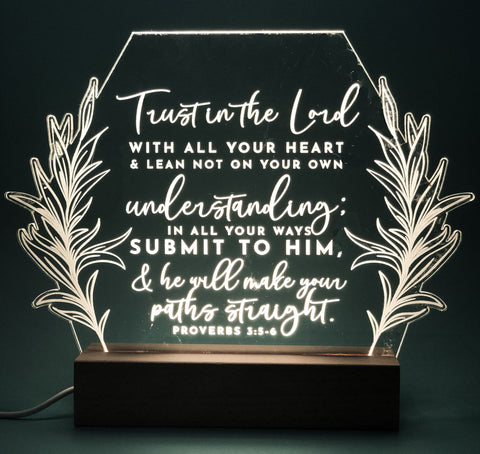 Trust in the Lord leaf light design - Birch and Tides