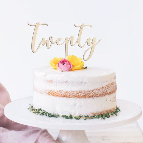 Twenty wooden Birthday cake topper - Birch and Tides