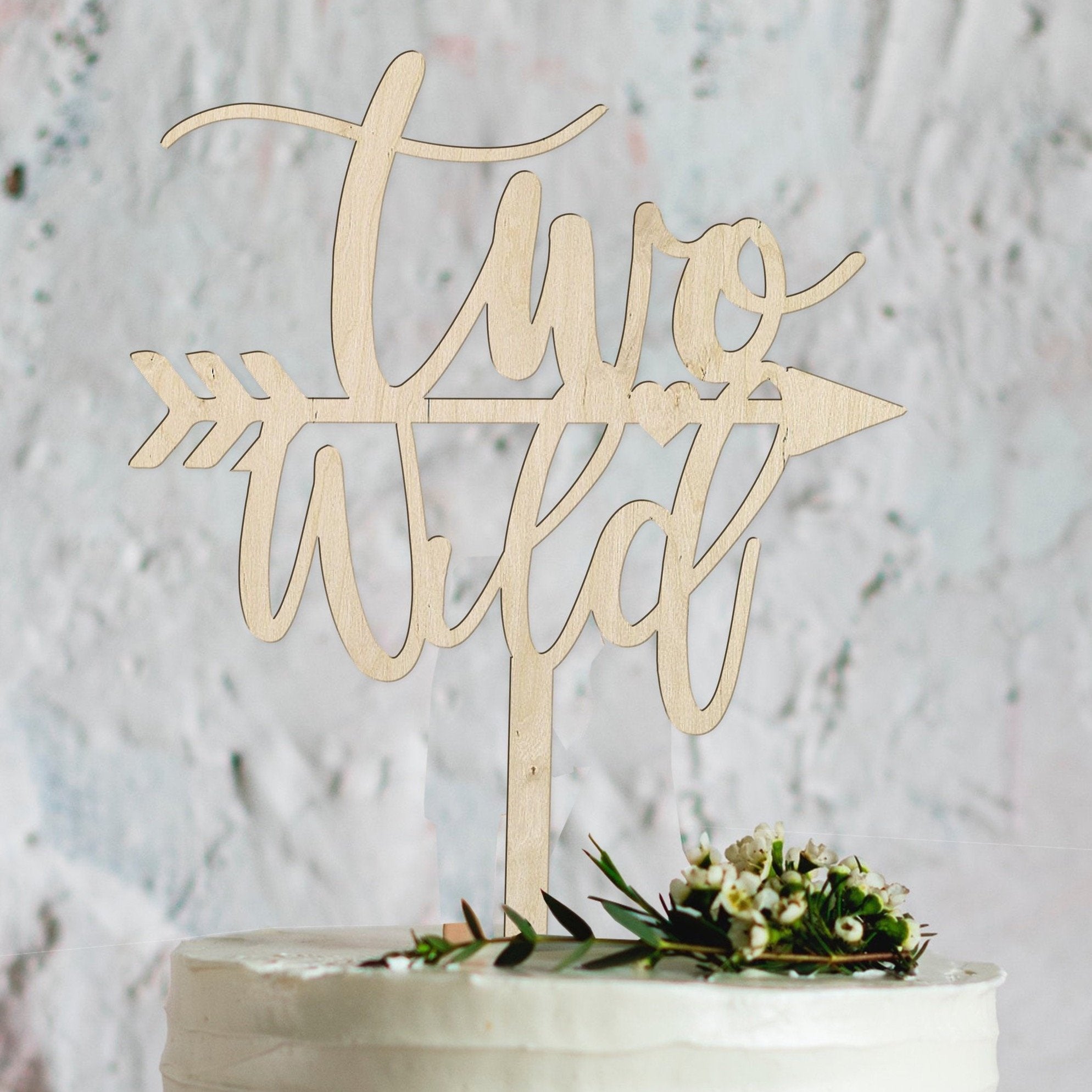 Two wild wooden birthday cake topper – Birch and Tides