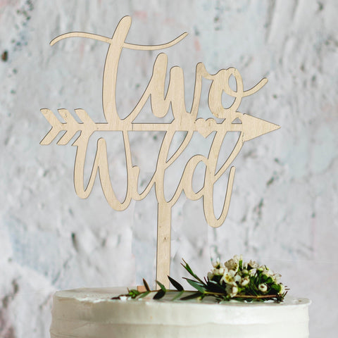 Two wild wooden birthday cake topper - Birch and Tides