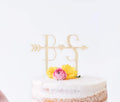 Wedding initials wooden cake topper