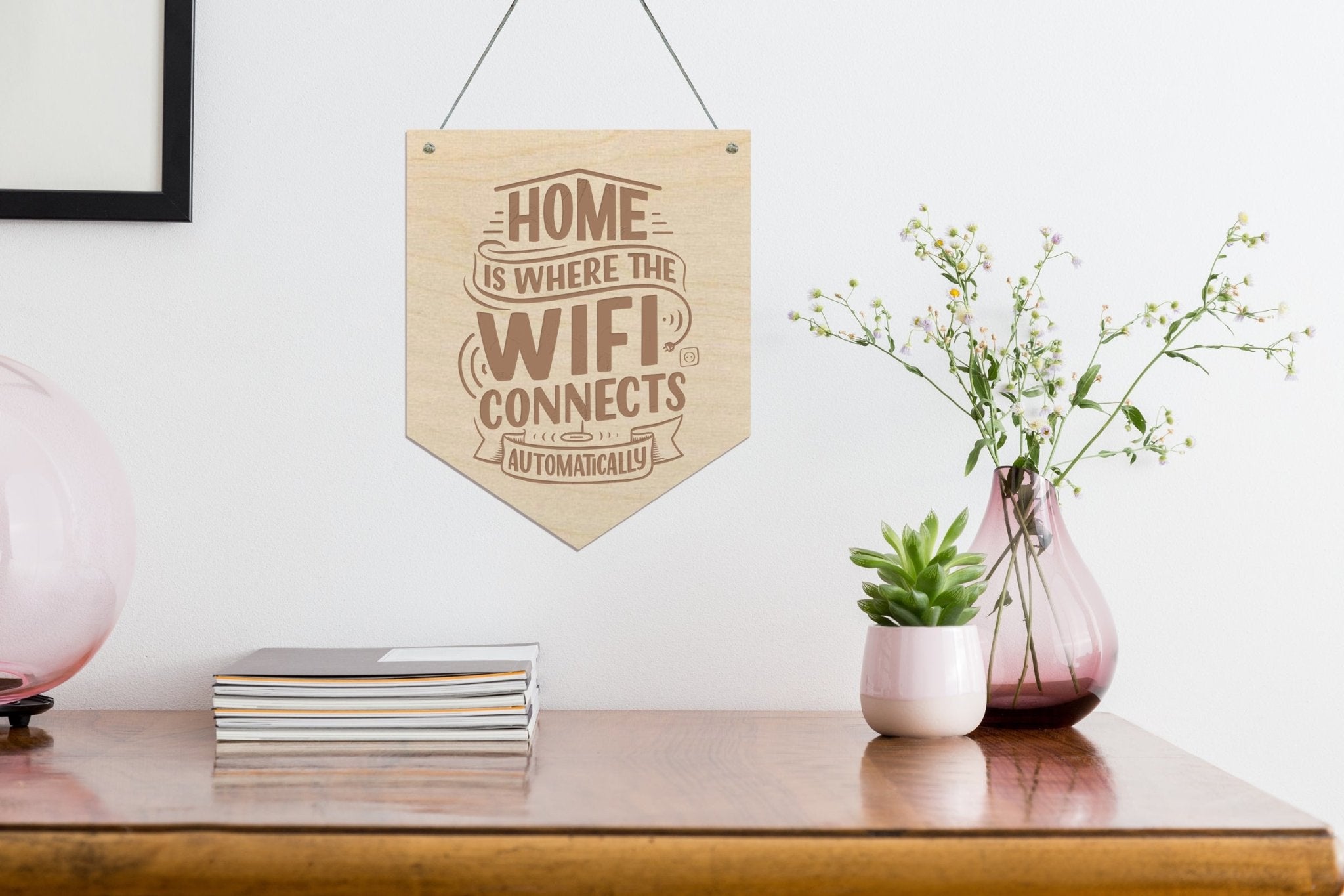 Wifi Home wooden banner wooden banner