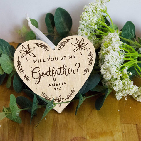 Will you be my Godfather heart keepsake - Birch and Tides