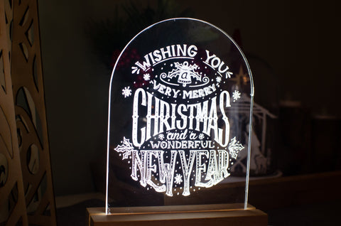 Wishing you a merry christmas engraved light design - Birch and Tides