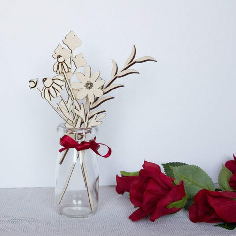 Wooden flower gift set - Birch and Tides