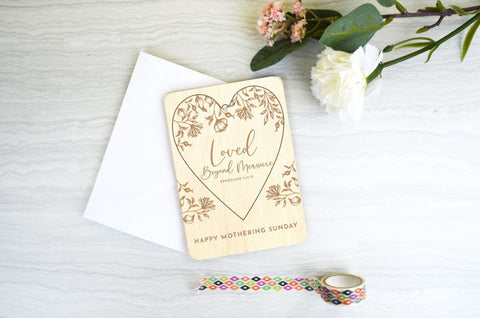 Wooden Mothers day card - Loved beyond Measure - Birch and Tides