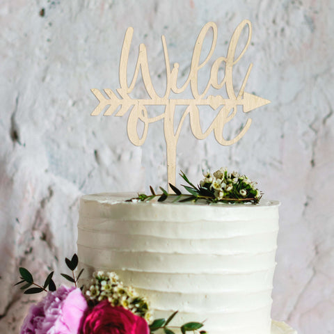 Wooden Wild one birthday cake topper - Birch and Tides