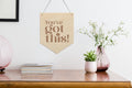 You've got this wooden banner